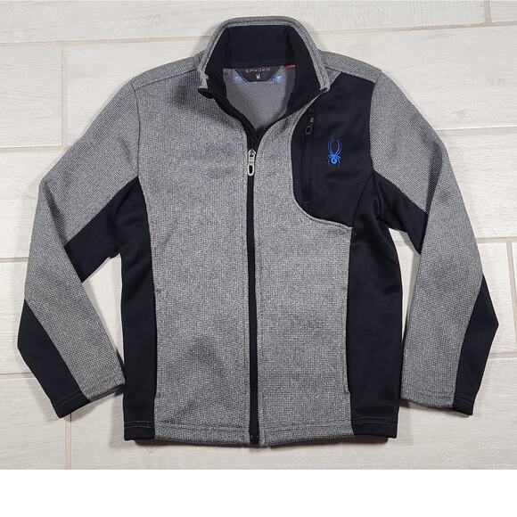 Spyder Other - Spyder Zip Jacket Kids Boys Size Small 7/8 Black Gray Blue Performance Fleece